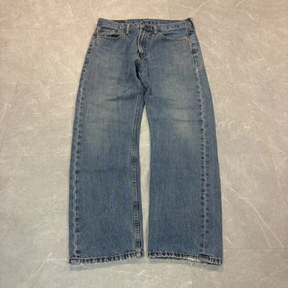 Levis 505 Regular Fit Straight Leg Jeans Blue Denim Mens 33x30 Vintage Wash